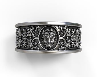 Sculpturale bandring Zeus Mascaron – barokke trouwring, aanpasbaar