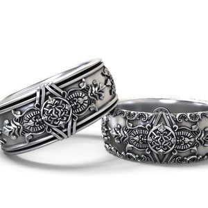 Gothic wedding bands his and hers set