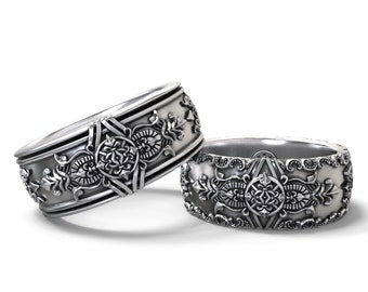 Gothic wedding bands his and hers set
