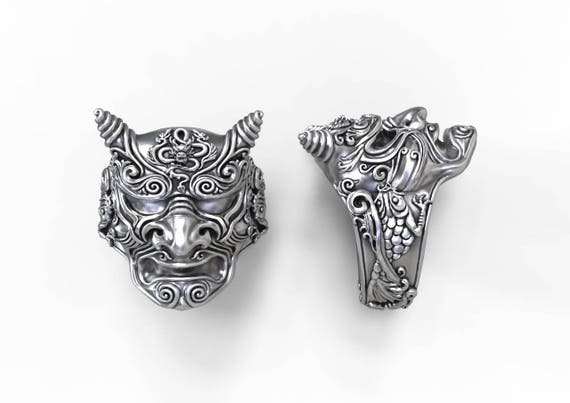 Japanese Demon ring - Hannya mask
