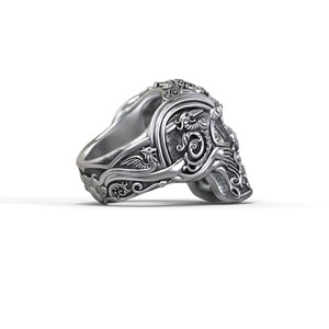 Gothic skull ring with gargoyles and a touch of fantasy image 2