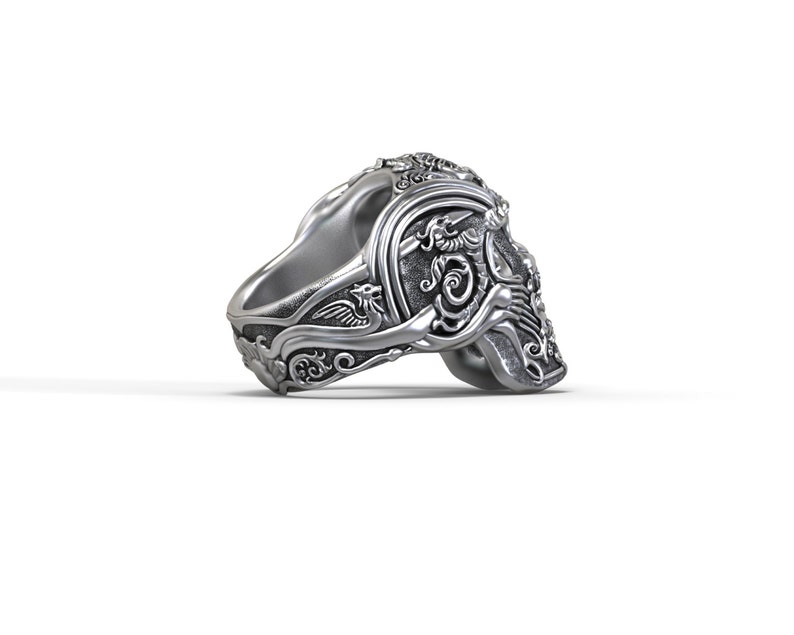 Gothic skull ring with gargoyles and a touch of fantasy image 2