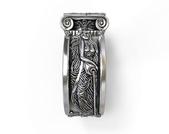 Column signet ring - sterling silver