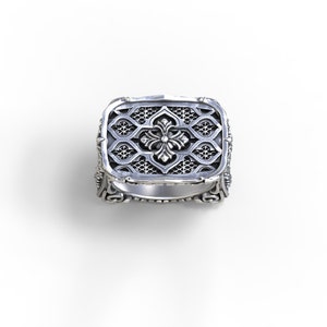 Gothic cross ring, Templar ring solid silver, gold, palladium, platinum image 2