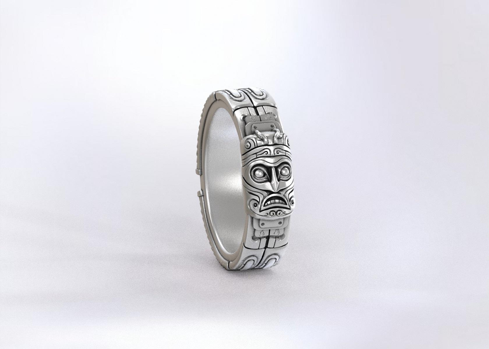 Aztec Tiki Mask Ring Solid Silver 935 - Etsy