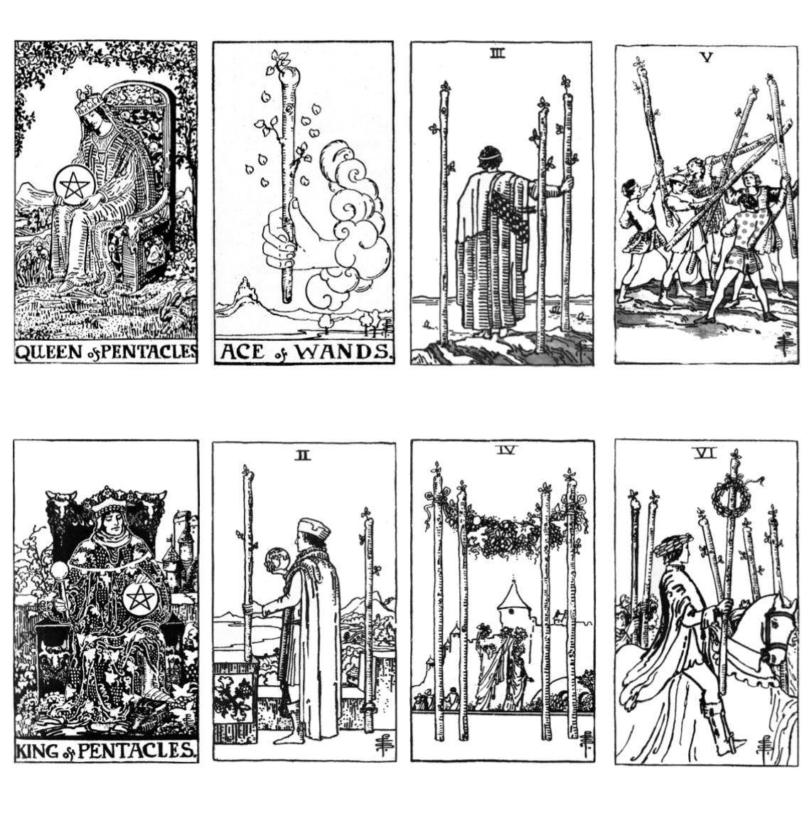 Black and White Printable Tarot Deck. 78 Card Full Set. PDF to Download