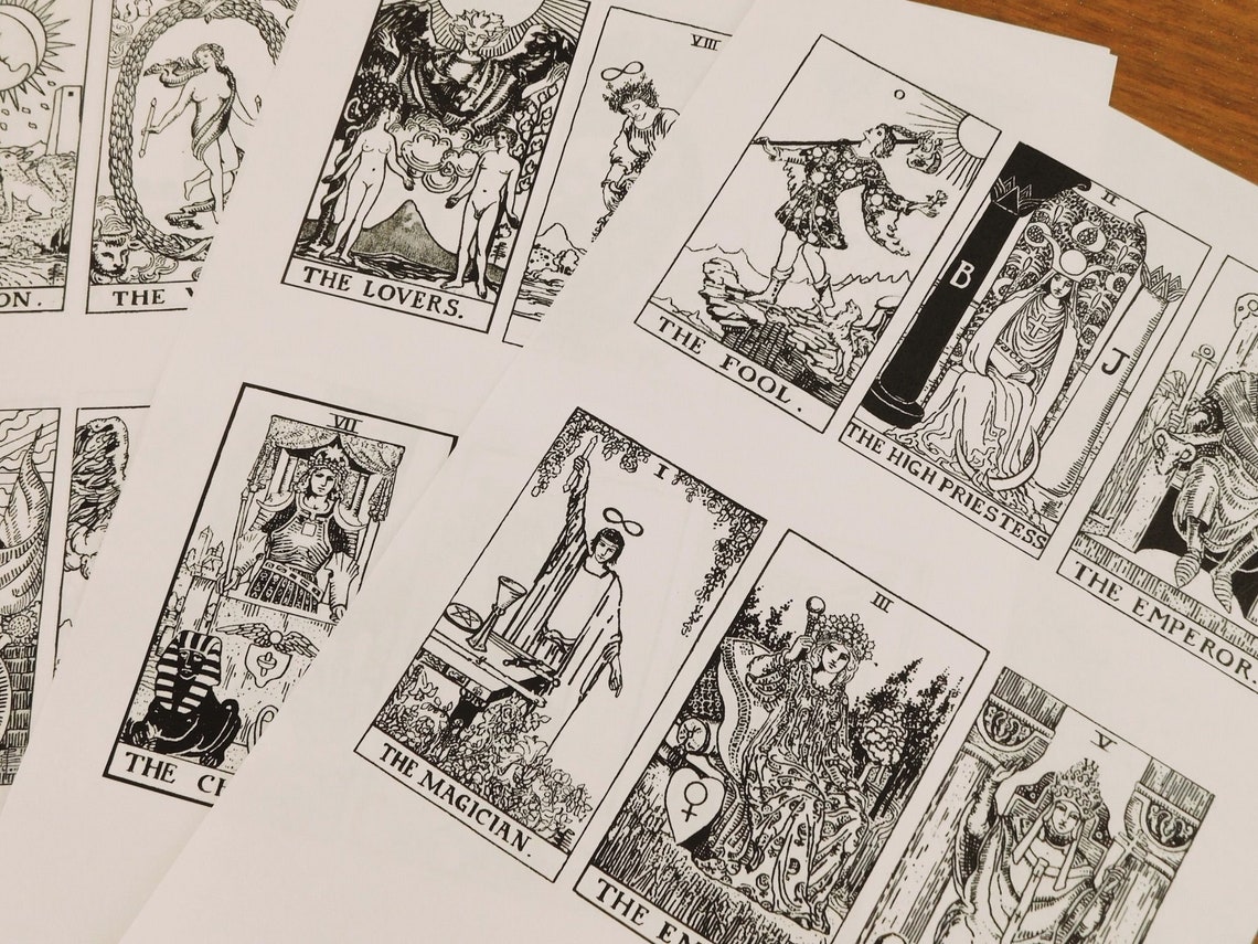 Black and White Printable Tarot Deck. 78 Card Full Set. PDF to Download ...