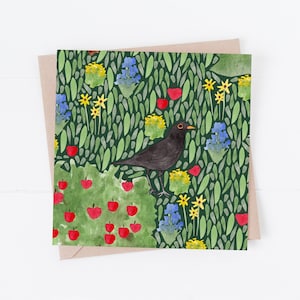 Carte de voeux vierge oiseau noir