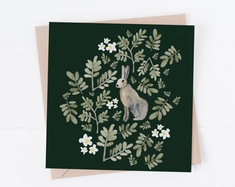 Woodland rabbit blank greeting card