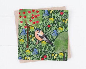 Chaffinch bird blank greeting card