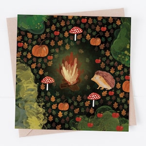 Hérisson près du feu Carte de vœux