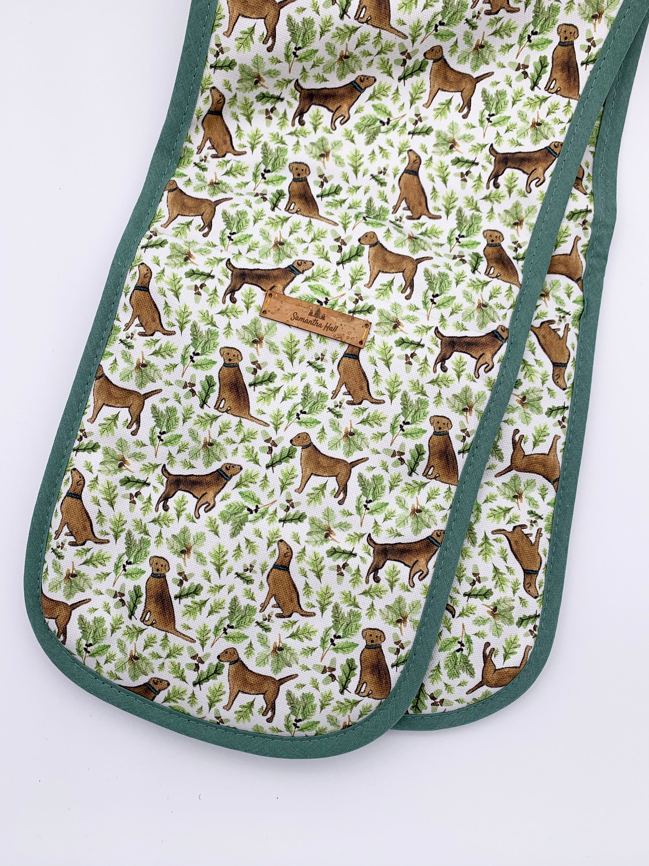 Chocolate Labrador apron and oven gloves set Etsy