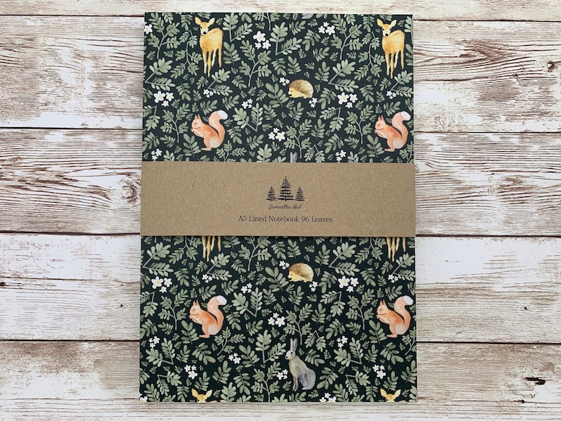 Woodland Animals Thick A5 Lined Notebook image 1