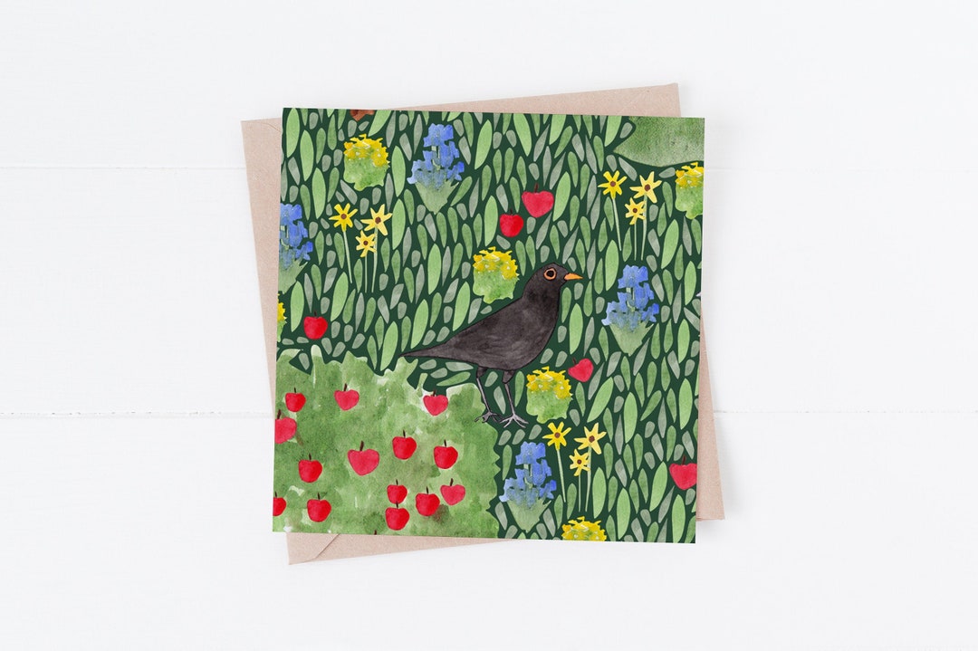 Black Bird Blank Greeting Card - Etsy