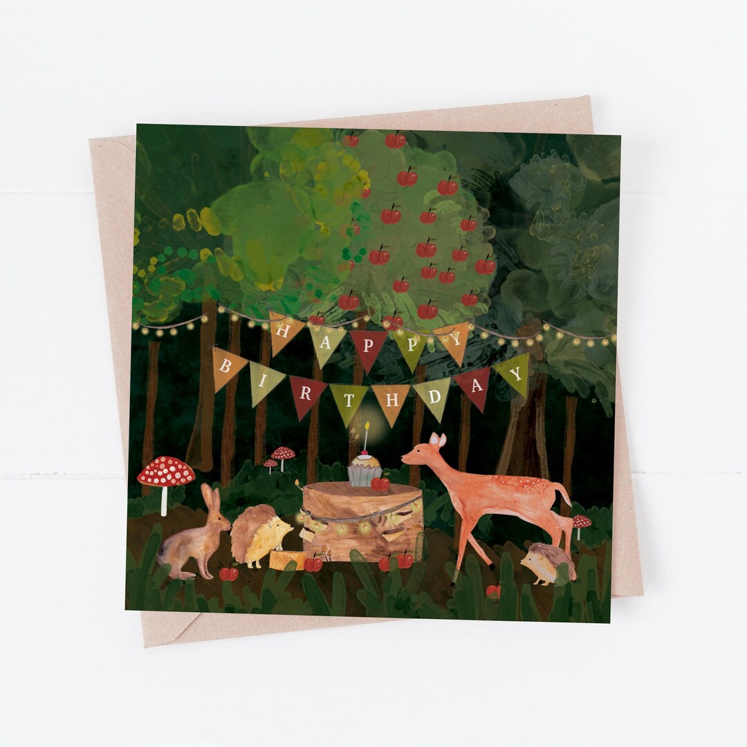 Midnight Forest Happy Birthday Greeting Card - Etsy
