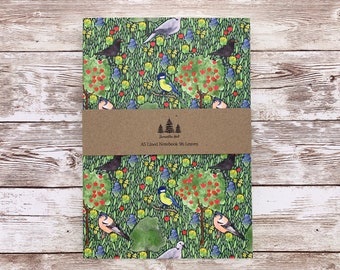 Garden Birds Thick A5 Lined Notebook