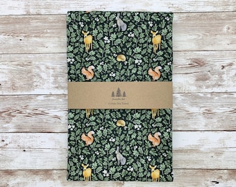 Woodland animals cotton tea towel