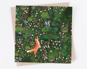 Fox and Squirrel greeting card