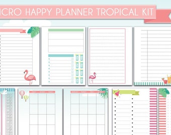 Micro Happy Planner printable inserts Micro notes bundle Happy notes daily monthly weekly habit tracker to do list schedule meal planner