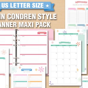 Erin Condren style letter size planner horizontal layout Printable Happy planner big Maxi Pack - monday and sunday start
