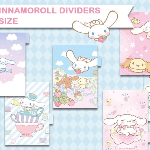 Kawaii dividers for a5 size ring binder, filofax printable tabbed dividers, cute planner organizers