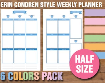 Erin Condren style printable weekly planner A5 size | Etsy