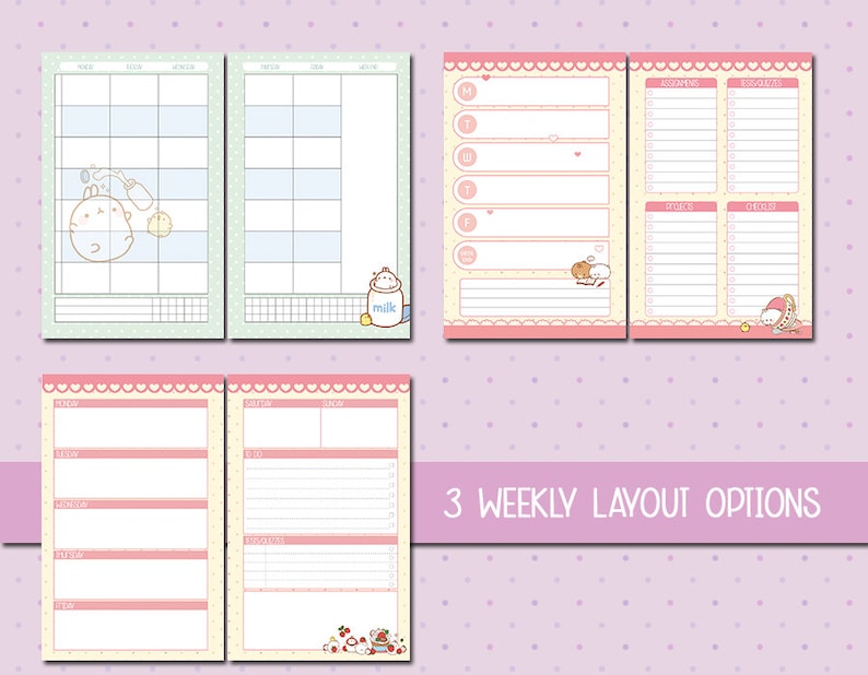 Student Planner Molang A5 Printable School Planner Homeschool Etsy