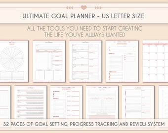 Goal Planner Productivity Planner Success Planner Project Planner Big Happy Planner Goals setting Goal tracker Habits tracker Life Wheel PDF