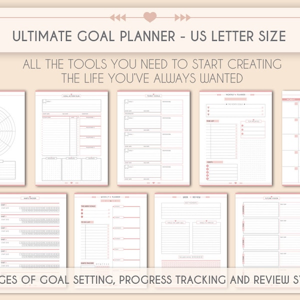 Goal Planner Productivity Planner Success Planner Project Planner Big Happy Planner Goals setting Goal tracker Habits tracker Life Wheel PDF