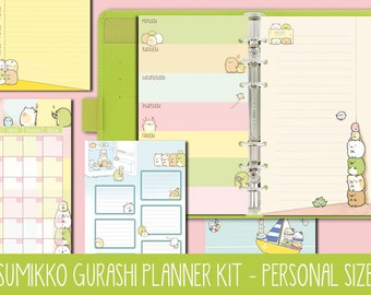 Sumikko Gurashi Planner Kit Filofax personal size, week on two pages, week on one page, to do list, monthly view, notes, printable planner