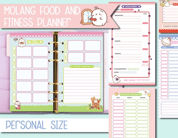 Molang Health and Fitness Planner Personal Size Printable Food | Etsy
