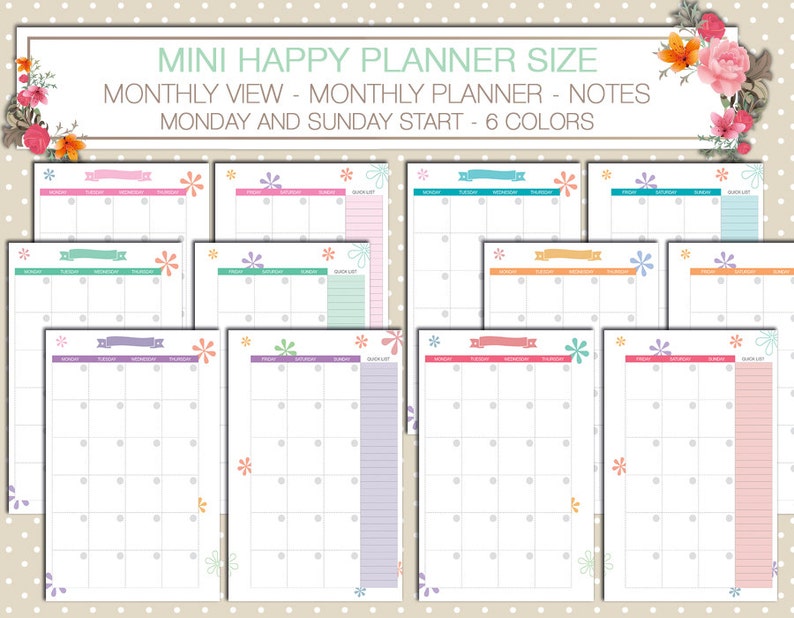 Mini Happy Planner Size Essentials Weekly and Monthly | Etsy