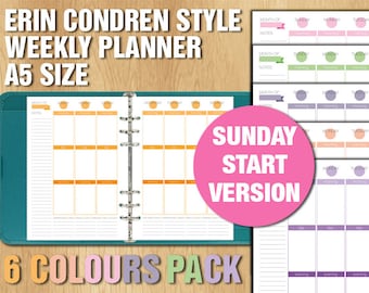 Erin Condren style printable weekly planner PERSONAL size | Etsy