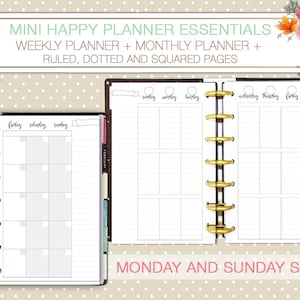 Mini Happy Planner Printable Kit Weekly and Monthly Planner Inserts ...
