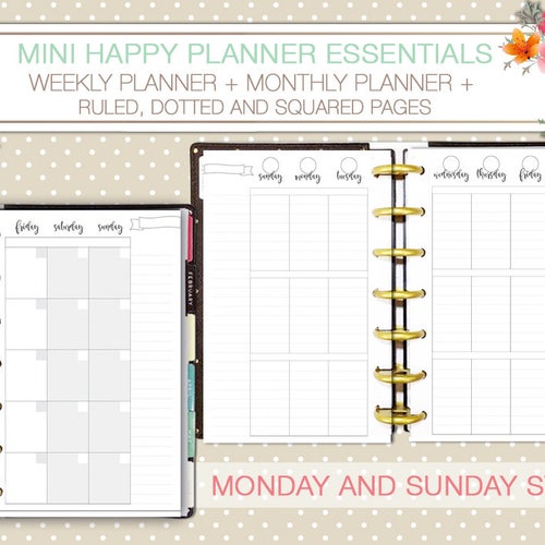 Mini Happy Planner Printable Kit Weekly and Monthly Planner - Etsy