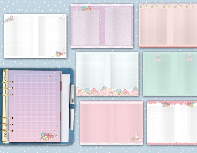A5 Printable Kawaii Planner Inserts Ruled Dotted and Squared - Etsy