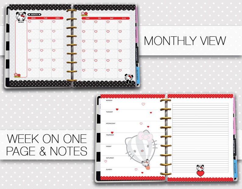 Happy Planner Panda Printable Planner Week On Two Pages Etsy