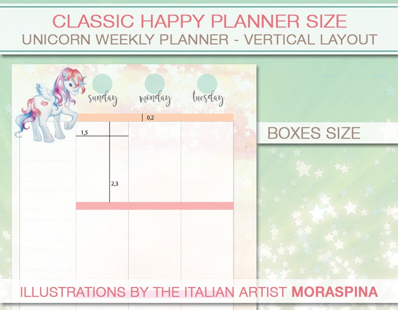 Happy Planner Printable Unicorn Weekly Planner Inserts Etsy Italia