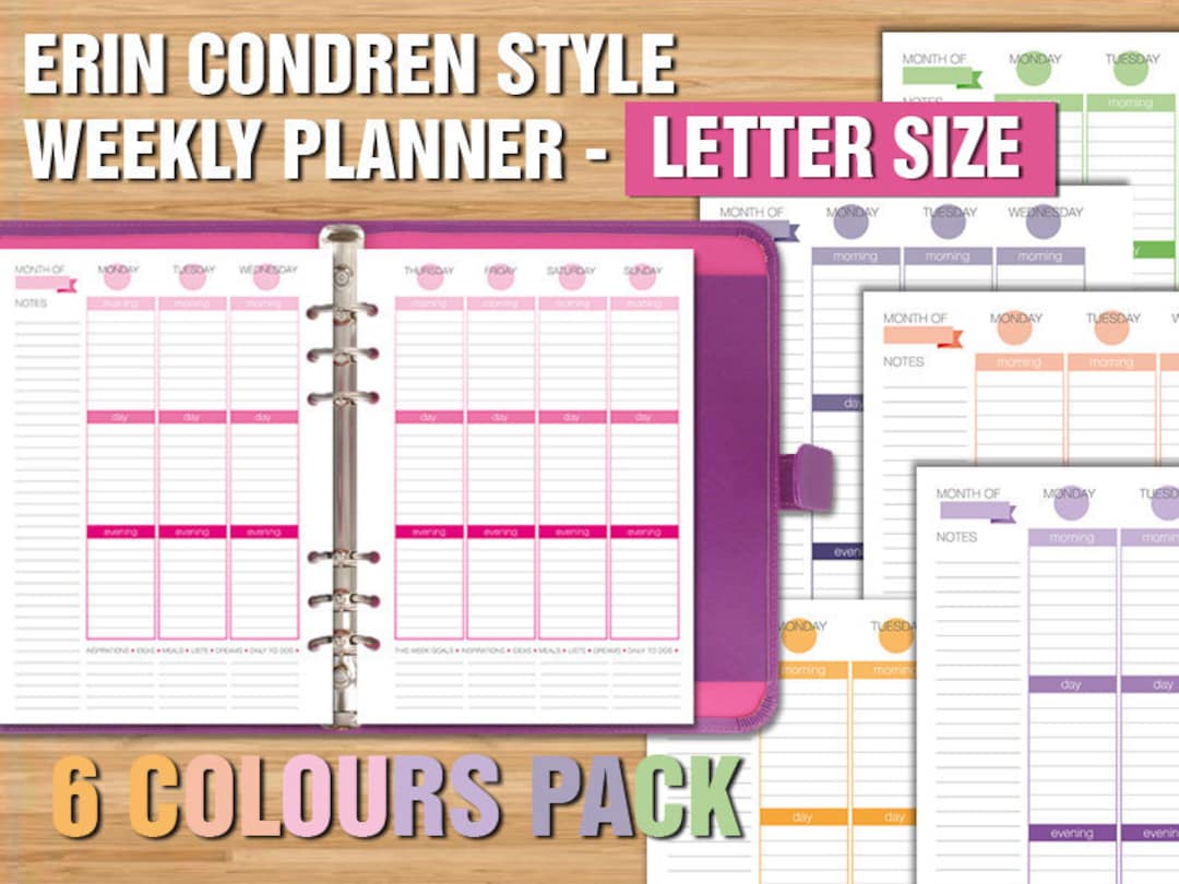 Erin Condren Style Printable Weekly Planner US LETTER SIZE Big Happy ...