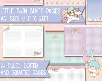 a6 printable kawaii planner inserts ruled dotted and squared pages bullet journal pages notes agenda refills