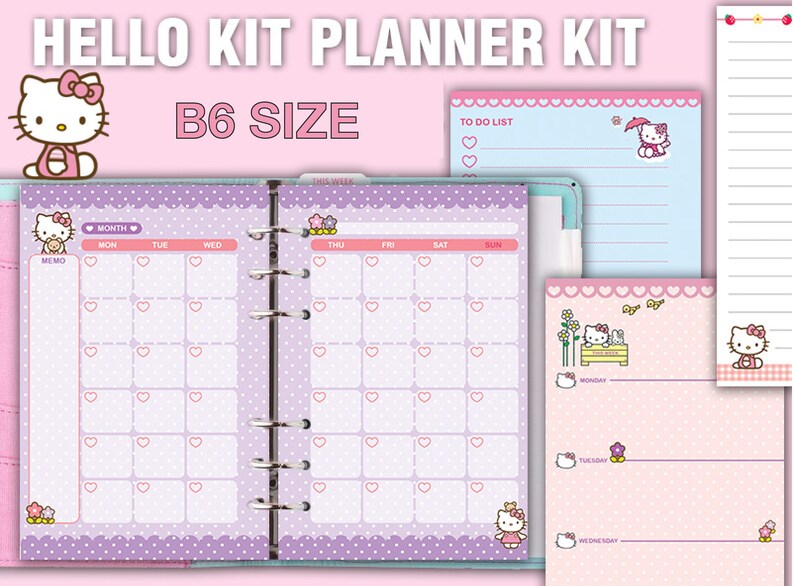 Kawaii Printable B6 Planner Kit Cute Weekly Planner Monthly Etsy