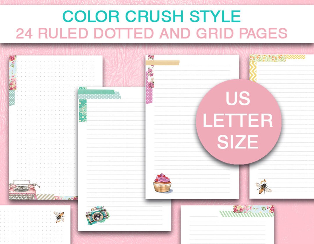 Notes Pages Set Printable Fits Big Happy Planner Letter Size Ruled ...