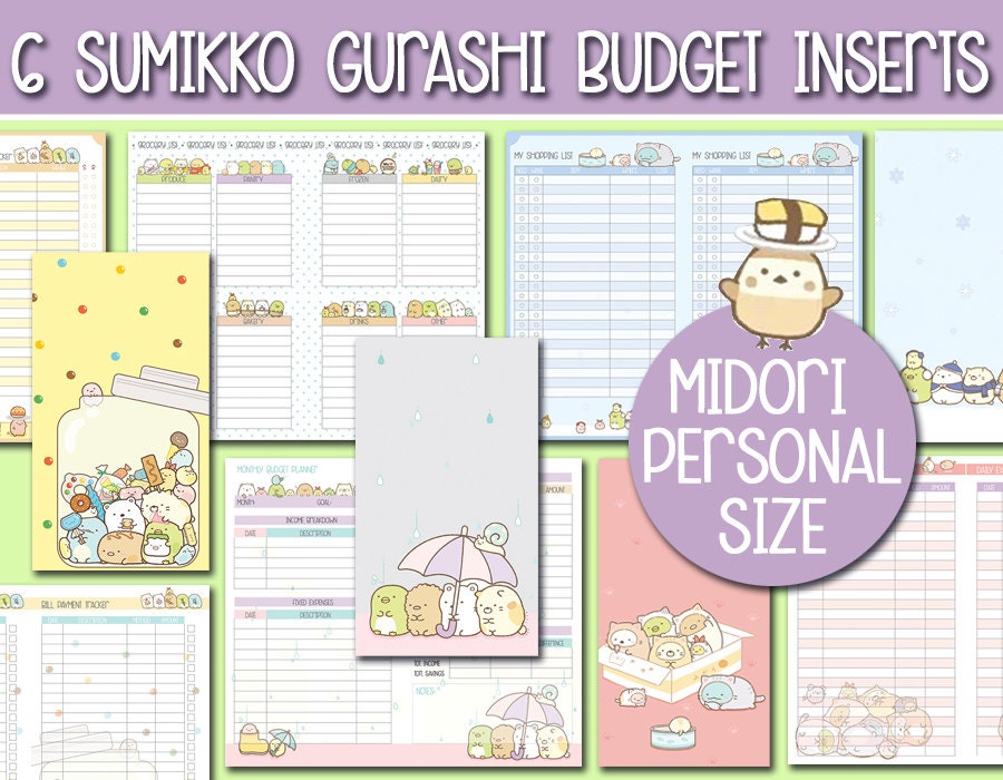 Midori Personal Kakebo Budget Inserts Sumikko Gurashi Midori Personal Size  Expenses Tracker Budget Planner Bill Tracker Financial Inserts 