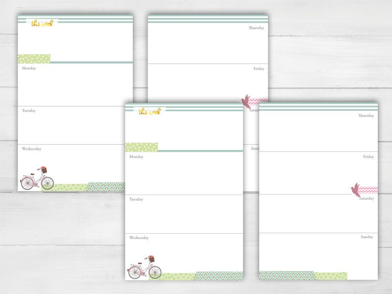 Printable Weekly Planner Pocket Size Undated Week on Two Pages - Etsy