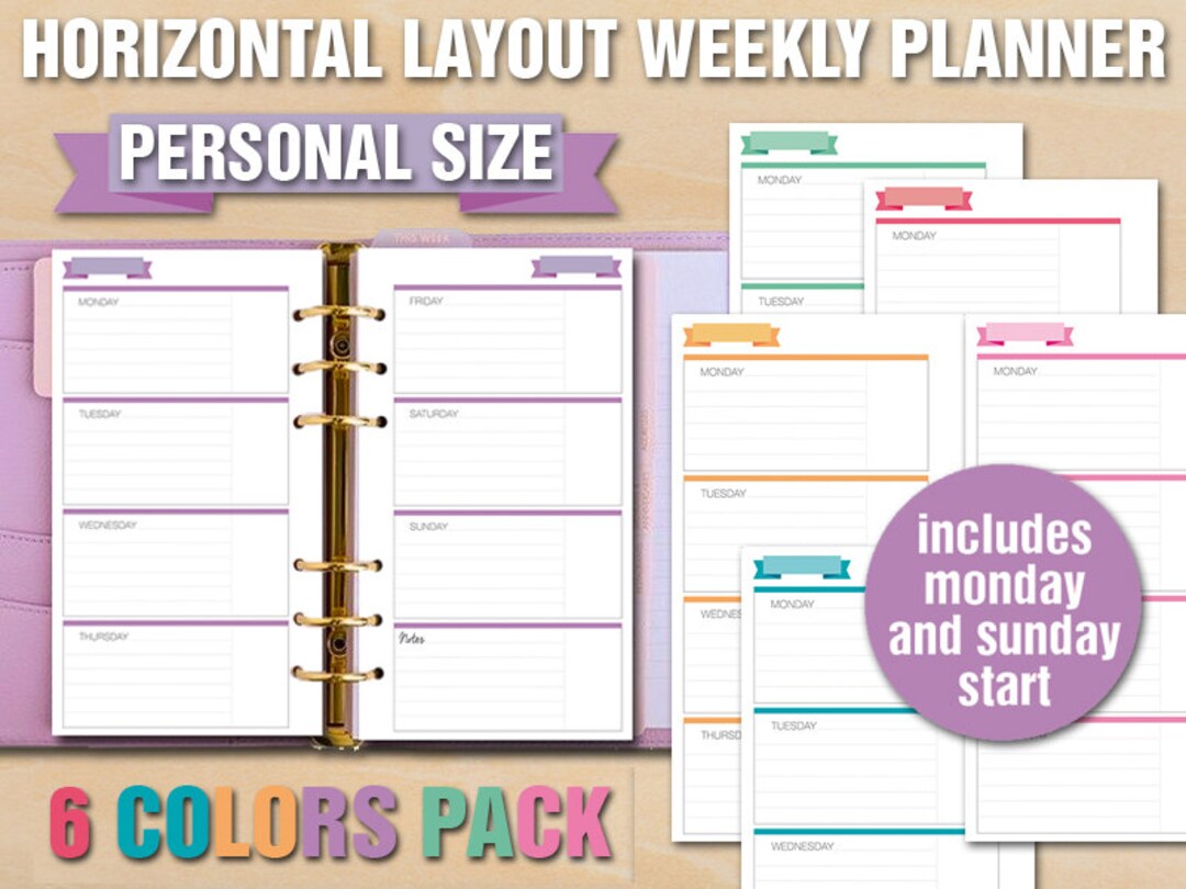 Erin Condren Style Printable Weekly Planner - PERSONAL Size ...
