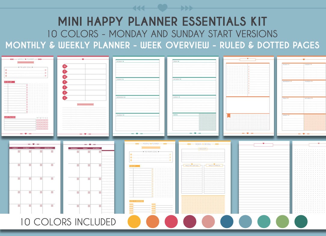 Mini Happy Planner Essential Pack, Weekly Planner, Monthly Planner ...