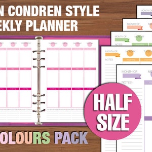 Erin Condren style Half size weekly planner printable vertical layout week on two pages