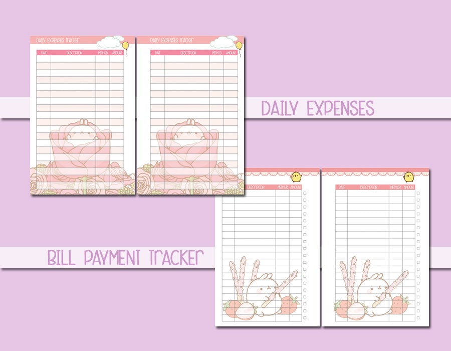 Kawaii Budget Planner Inserts Mini Happy Planner Size Expenses - Etsy