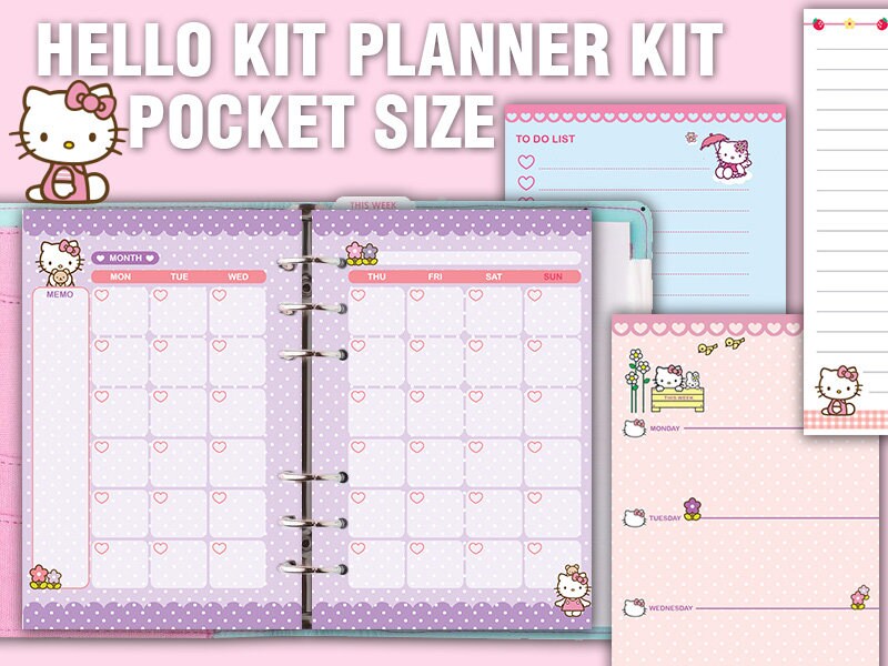 Printable pocket planner kit cute kawaii weekly planner Etsy