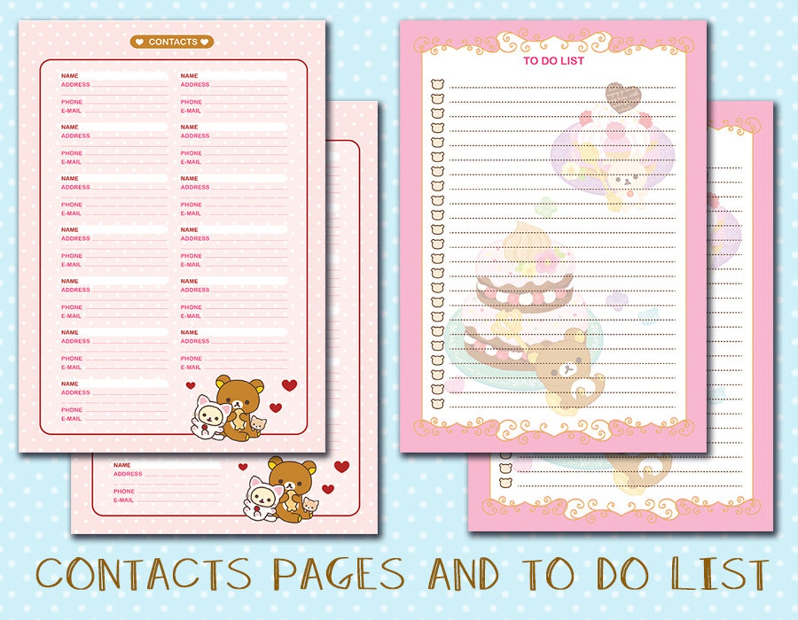 Rilakkuma Planner Pack Filofax A5 Printable Planner Kit Weekly - Etsy